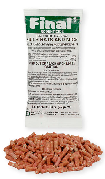 8 Packs  Final Kill Mice Rat Mouse Rodent Bait Place Bite .88 oz Pacs 