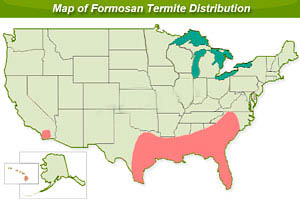 us map of formosan termite