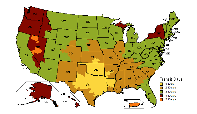 UPS ground transit map